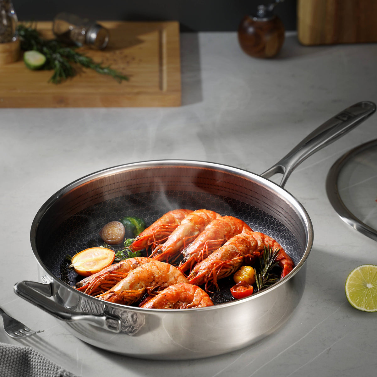 5.5QT Hybrid Deep Sauté Pan with Lid
