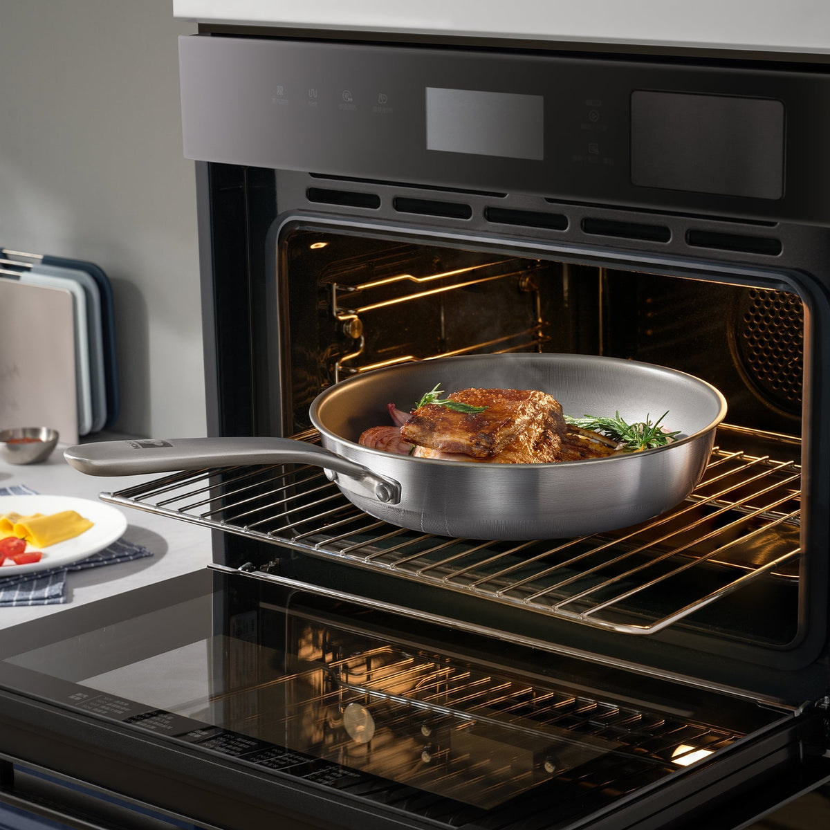 KOBACH 11" Titanium Frying Pan with Lid, 100% Pure Titanium, Coating-Free Nonstick, Induction Compatible